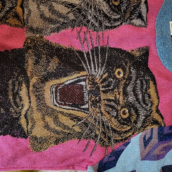 Gucci Blue Pink Tiger Patterned Lure Sweater Pullover Sx Cat Panther Garden - Picture 3 of 7